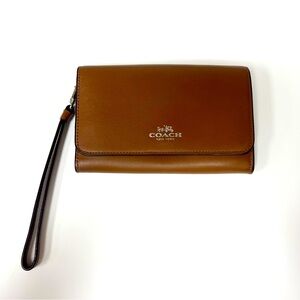 Tan Leather Coach Wristlet Wallet